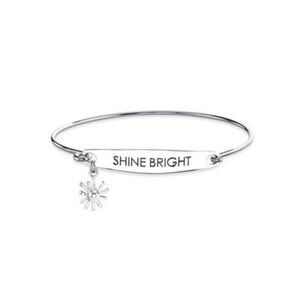 Silver Plated Shine Bright Star Charm Catch Bangle Bracelet - Silver j-07
